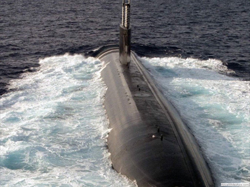 USS Alexandria (SSN-757) underway during post-commissioning trials off Andos Island, Bahamas