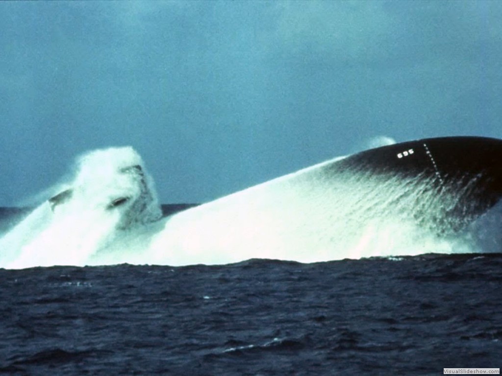USS Birmingham (SSN-695) doing emergency blow